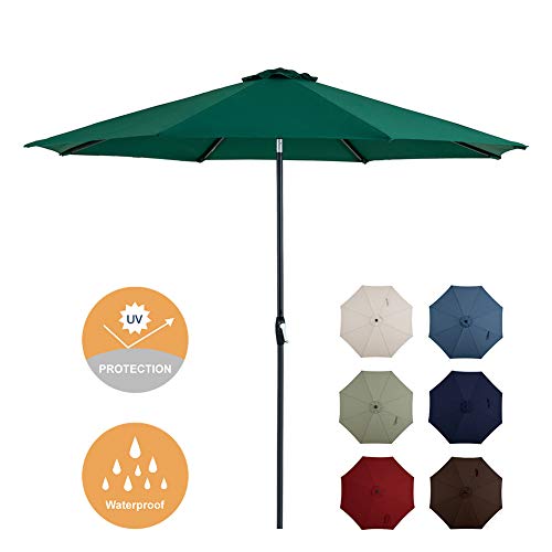 Tempera 10ft Patio Umbrella Outdoor Garden Table Umbrella with Crank and Auto-Tilt Function