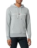 Tommy Hilfiger Herren Logo Hoody Kapuzenpullover, Heathered Speckled Dark Grey, M