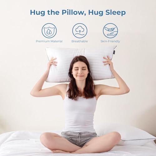 GOHOME King Size Pillows Set of 4 - Bed Pillows for Sleeping 4 Pack, Cooling Supportive Hotel Pillows with Premium Soft Down Alternative Fill for Side Stomach and Back Sleepers