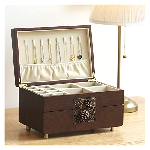 zxb-shop Jewelry Box 2 Layers Wooden Jewelry Box/Jewel Case Cabinet Armoire Ring Necklacel Storage Jewelry Box Organizer for Women Jewelry Organizer Storage Display Case Jewelry Display Storage Case