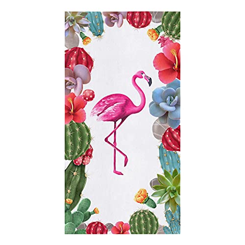 Chucoco Kitchen Towel Absorbent Dish Towels Summer Rustic Flamingos Cacti 1 Pack Soft Reusable Hand Towel Washing Cloths, Quick Drying Hanging Terry For Home Cleaningwatercolor Tropical Plants #TOP3