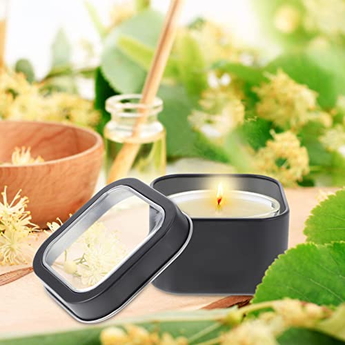 Image of Tin Containers with Lids Square Metal Tins with Window Lids 2.63 X 2.63 X 1.57 in Storage Tins for Candle Making Diy Creams Balms Craft Supplies 15 Pack