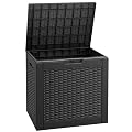 Fancyango 31 Gallon Outdoor Deck Box Waterproof, Storage Box for Patio, Resin Storage Bench Lockable for Garden Tools, Package Delivery, Black