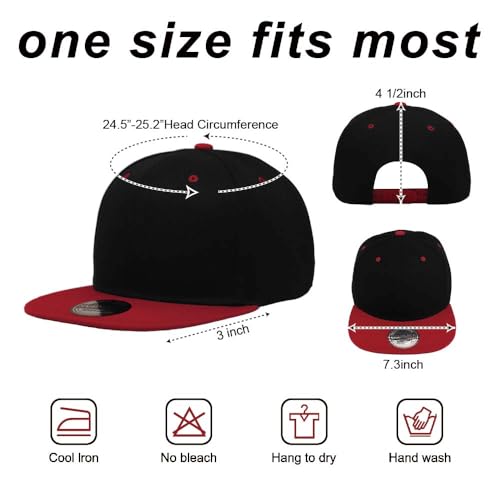Image of ZH Plain Flat Brim Snapback Baseball Caps Adjustable Blank Baseball Caps Wholesale 12 Pack