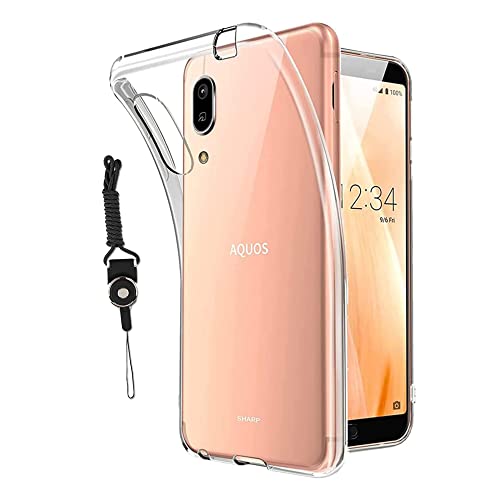 AQUOS Sense3 用の ケース クリア AQUOS sense3 lite/AQUOS sense3 basic/Android One S7 用の カバー SH-M12 SH-02M SHV45 907SH SHV48 ケース TPU 耐衝撃 持ちやすい 滑り止め すり傷防止 柔らかい 指紋防止 耐久 携帯便利 ストラップホール付属 ネックストラップ付 sense3