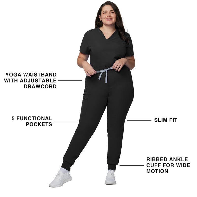Kitmaz Pantalon de Travail médical pour Femmes - Moyenne Haute 4 Voies Stretch Anti-tissé Jogging Pantalon avec Zip Cordon et 5 Poches