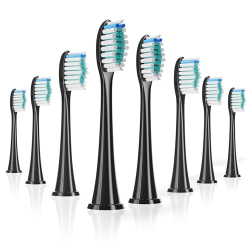 BUKURII Replacement Heads for Fairywill P11 Electric Toothbrush 8Pcs Black
