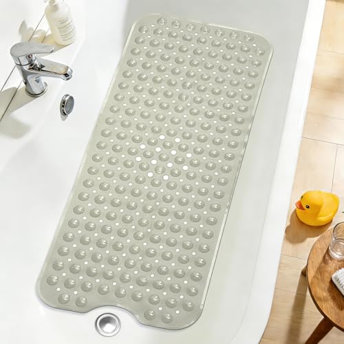 Naoloture Extra Long Bathtub Mat Non Slip Bath Mat Camel 40"x16" Full Size