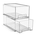 Sorbus Large Clear Storage Drawers (2 Pack) – Stackable Pull-Out Storage Bins with Handles, Slide Out Organizer Drawers for Pantry, Fridge, Kitchen – Stackable Acrylic Storage Bins