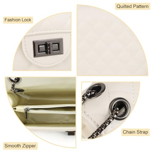 Image of Gladdon Quilted Crossbody Purse for Women Trendy Shoulder Bags | Stylish Shoulder Purse,Quilted Pattern,Structured bag,Chain Strap,Spacious Enough,Casual and Dressy Outfits,Any Occasion