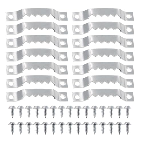 Image of 100 Pack Heavy Duty Sawtooth Picture Hangers with 200 Screws Silver Small Sawtooth Hangers for Picture Frames, Paintings, Artwork, Photos, and Home Decor Silver Sawtooth Picture Frame Hangers