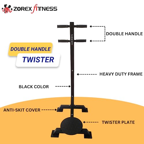 Image of Zorex Fitness ZF-108 Heavy Duty Standing Twister Along with Double Handles Abs Workout Equipment Weight Loss Machine Stomach Exercise Equipment Home Gym Tummy Twister Stand for Unisex (Black)