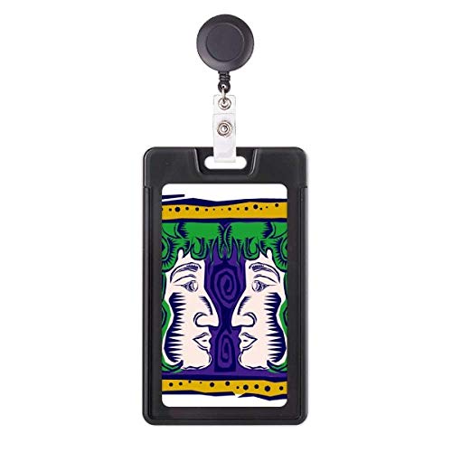 Porte-badge rétractable Gémeaux peint à la main style mexicain