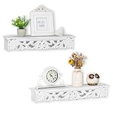 Walasis White Wall Shelves French Country Decor - Vintage Floating Shelf Antique Wood Wall Decor...