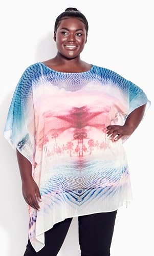 Women's Plus Size Poncho - Watercolor2
