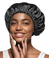 QUALITY SATIN. Our sleep bonnets are made of customized premium satin, much more durable and smoother than cheap satin caps. Double-layered satin caps can keep hair from knotting and dry, seal moisture of hair and increase brilliant shine. Silky sati...