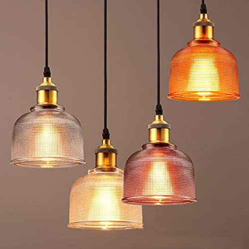 Umhouse Glass Industrial Pendant Light,Amber Glass Vintage Hanging Lamp,Chandelier Ceiling Light For Kitchen Island (Amber) #TOP4