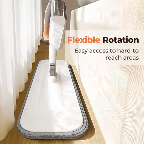 Image of ScrubWiz Spray Mop, Wet Dry Hardwood Floor Cleaning Mop with Washable Reusable Pad, with 500ML Sprayer for Tile, Wood, Laminate, Vinyl & Marble Floor Cleaning, Off-White
