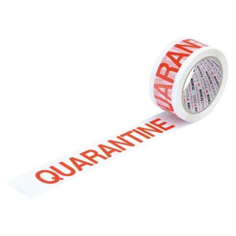 48mm x 66m Adhesive Polypropylene Printed Text Warning Message Packing Tapes (6, Quarantine) Cover