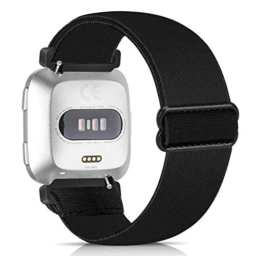 ArodKing Elastic Bands Compatible with Fitbit Versa/Fitbit Versa Lite Replacement Wristband,Pattern Stretch Bands Fashion Handmade Band(Black)