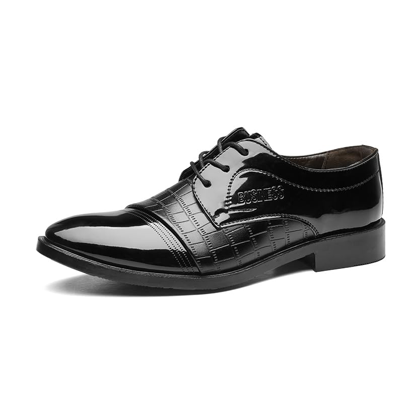 Mens Dress Shoes Checkered Stripes Modern Formal Business Oxford Shoes Casual Tuxedo Leather Lace Up Shoes