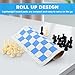 EMVANV Portable Chess & Checkers Set, 35cm Travel Board Games Tournament Chess Mat with Chess & Storage Bag, Blue Roll Up Chess Board Travel Chess Sets(Blue)