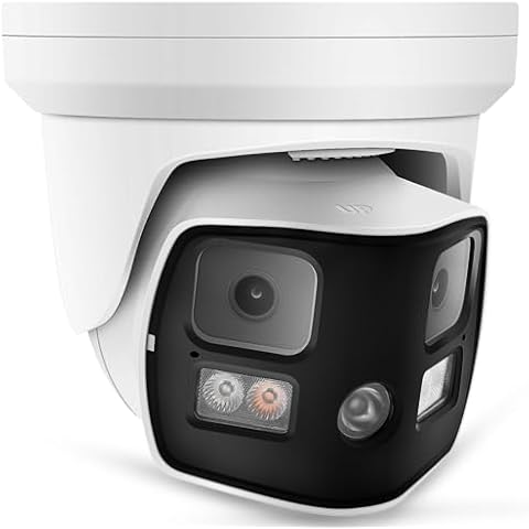 Real HD 8MP 4K Dual Lens Poe IP Security Camera 180 Degree Panoramic Wide Angle, Full Color Night Vision, H.265, IP66, NDAA Compliant Cover