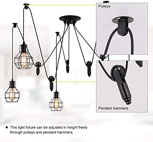 Industrial Pendant Lighting 5 Heads, Adjustable Diy Vintage Style Spider Semi Flush Mount Ceiling Light,Edison Rustic Chandelier,Hanging Lamp Fixture For Dining Room,Kitchen Bedroom,Farmhouse #TOP4