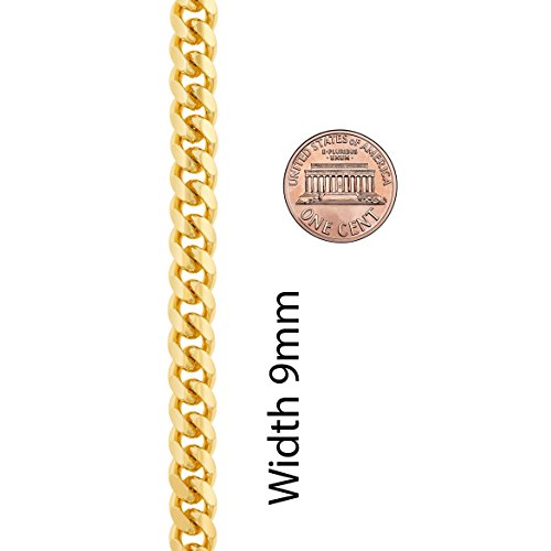 Lifetime Jewelry 9Mm Miami Curb Cuban Link Chain Necklace 24K Gold Plated (Gold, 24 Inches) #TOP4