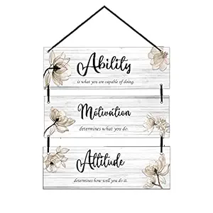 Expleasia, Exuberant & Luxury Decor Wall Hanging Wooden Art Decoration Item for Home | Office | Living Room | Bedroom | Decoration Items | Motivational quotes decor| Gift Items ( Ability To Motivation) (Brown)
