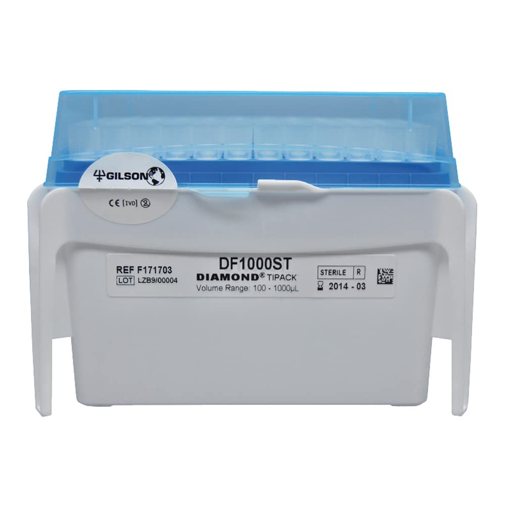 Gilson PIPETMAN TIPACK DF1000ST Diamond Tip, Polypropylene/Polyethylene, Sterile, 1000 µL Kapazität, 66 mm Länge, 960 Stück