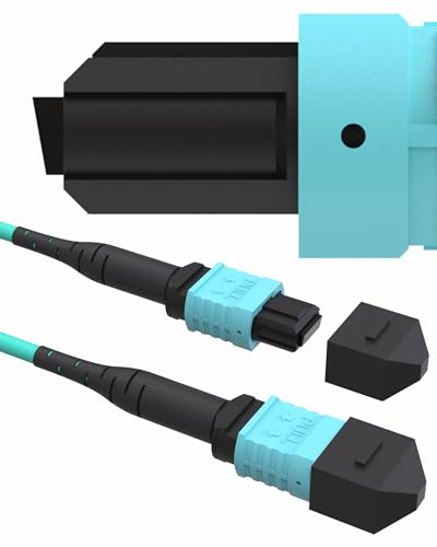 VANDESAIL 1M Fiber Cable APC, OM3 40G/100G/400G MPO to MPO Fiber Cable, 8 Cores Multimode Type B Female LSZH, MTP Compatible for FTTx - 1M(3FT)
