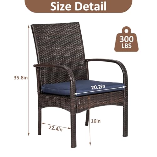 Image of Outdoor Wicker Rattan Chairs Patio Furniture Sets with Cushions, 350lbs Capacity, All-Weather Rattan Sofa Set for Garden, Porch, Backyard, 6PCS, Brown