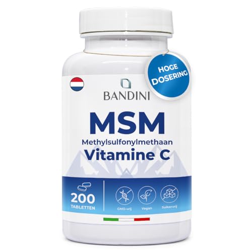 Bandini® MSM tablets + vitamin C - Pure Methylsulfonylmethaan 2000mg MSM poeder per dagelijkse dosis - Supplement voor de gezondheid van haar, gewrichten en botten - Spierontstekingsremmend - Vegan