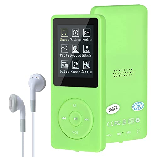 MP3-/MP4-Player, digitaler Musik-Player, Litschi-Upgrade, 8 GB, tragbarer HiFi, verlustfreier Sound, Musik-Player mit Musik/Video/Sprachaufnahme/FM-Radio/E-Book-Reader, unterstützt bis zu 64 GB (grün)