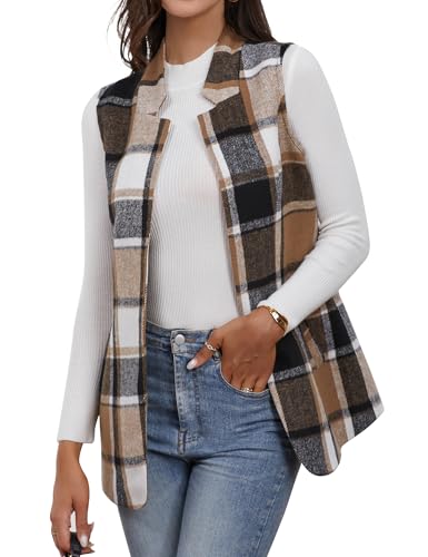 IDEALSANXUN Wool Plaid Vest for Women 2025 Fall Winter