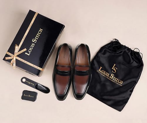 Image of LOUIS STITCH Men's Formal Shoes - Leatherette, Breathable Lining, Moccasins Style | Comfortable for Business, Casual, Parties | Double Tone Finishing (SXMCDS)