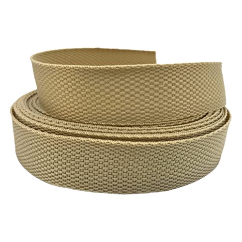 Bias Binding Tape Herringbone Webbing, Webbing Strap 38 mm 50 Yards - Polypropylene Webbing Tape for Upholstery, Bag Handles, Sewing(Khaki,10 Yard)