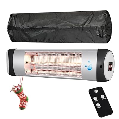 Outdoor Heater for Patio, 1500W Wall-Mounted Heater, Patio Heaters for Outdoor Use,9 Heating Levels 24H Timer, Waterproof, Carbon Fiber Tube, for Backyard Gazebo Garage Black