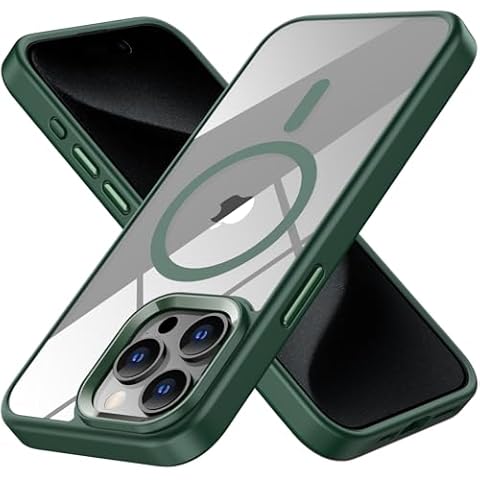 saputu Magnetic for iPhone 12 Pro Max Case,Compatible with MagSafe，[Military-Grade Drop Protection] Crystal Clear Back Case for iPhone 12 Pro Max Phone Case 6.7" (Green) Cover