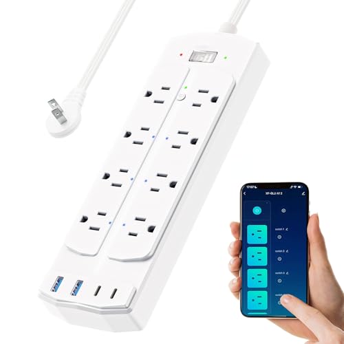 Image of 2 Prong Smart Power Strip, Yozisital 2 Prong to 3 Prong Outlet Adapter, 5FT Flat Plug Extension Cord with 8 Outlets 4 USB Ports for Home Office.