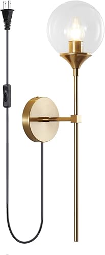 Miniatura 11 de BOKT Aplique de pared montado en la pared de latón cepillado dorado, lámpara de pared globo moderna de mediados de siglo, lámpara de pared vintage