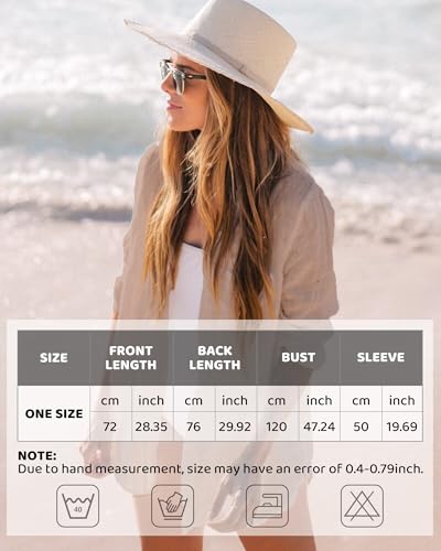 Image of CoCozy Bathing Suit Cover Ups for Women, Long Sleeve Swimwear Button Down Shirt Dress Swimsuit Bikini Beach Cover Up 2026,Deep Pink
