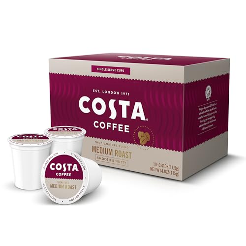 Image of Costa Coffee Pods Medium Roast, Signature Blend Single-Serve Pods (10 Count), Smooth & Nutty 100% Arabica Beans, Compatible with Pod Brewers
