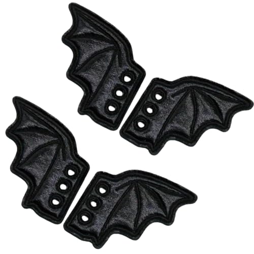 BEAMARKER 2 Paire d'ailes de Chauve Souris Noires de 2.83cm Accessoires pour Chaussures Baskets Patins Chaussures à roulettes Bottes en Toile Halloween...