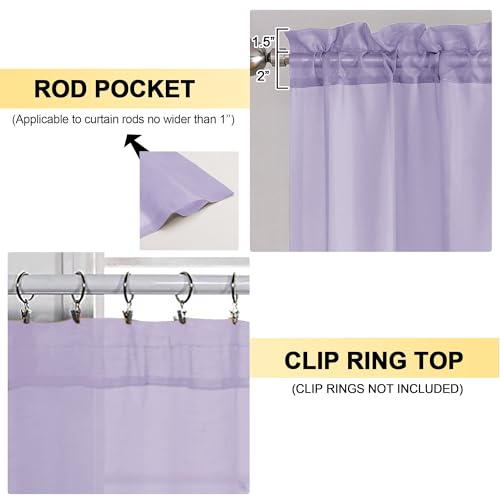 Image of OVZME Lavender Sheer Curtains 63 Inches Long 2 Panels - Soft Light Filtering Window Sheer Panels for Living Room /Bedroom, Top Dual Rod Pocket, 1 Pair, Each 42Wx63L Inches