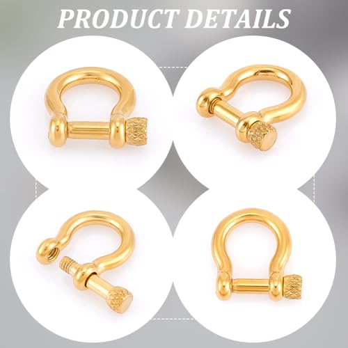 UNICRAFTALE 5Pcs Golden 304 Stainless Steel Screw Lock Bow Shackle Jewelry Making Supplies
