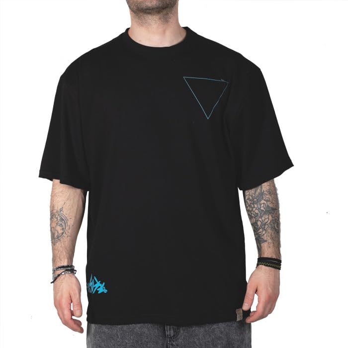 T-Shirt Uomo Baggy Maglietta Cotone Skate Hip Hop Rap con Logo Anubis sul Retro