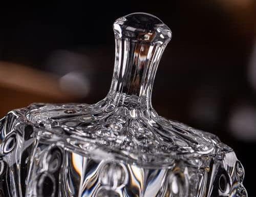 Image of Stylish Home Decor Crystal Clear Glass Sugar Candy Mukhwas Jar Bowl Pickle Storage Container Pot with Lid Glass Candy Jar (CRYSTAL CANDY JAR 4MM)