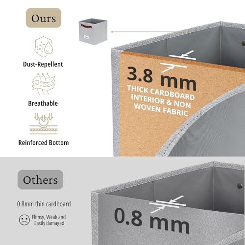 Image of DECOMOMO Storage Bins | Cube Storage Bin with Label Holders, Fabric Storage Cubes for Organizing Shelves Closet Toy Clothes (11 inch / 6pcs, Light Texture Grey)